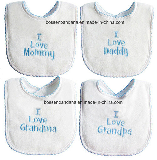 OEM Produce Customized Design Embroidered Baby Boy′s Feeder Bib Baby Products